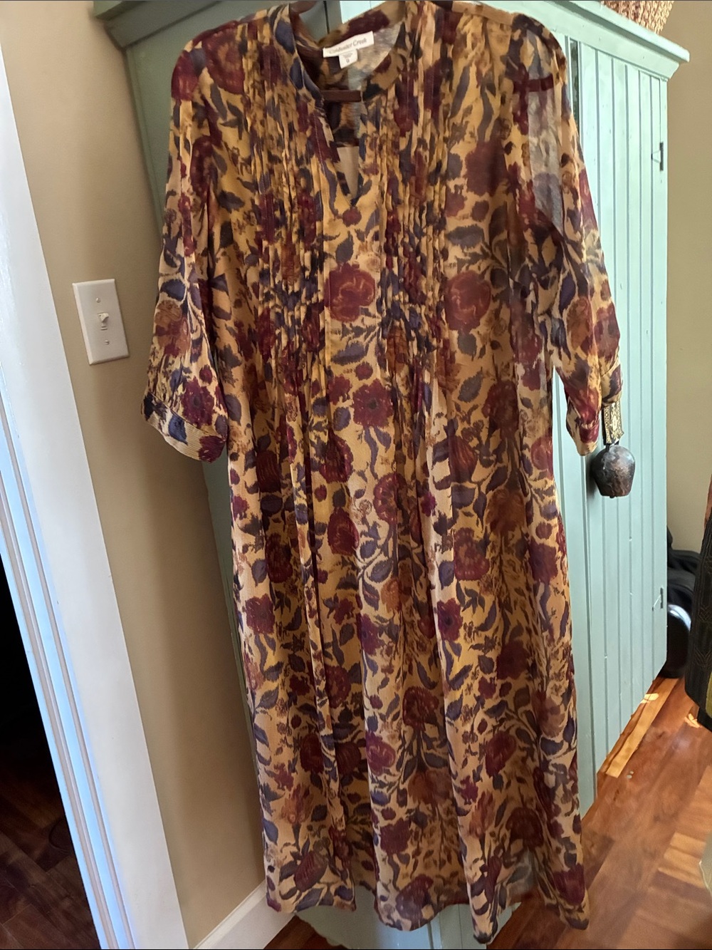 Coldwater Creek Fall Dress in Mustard and Burgundy - Women Dresses